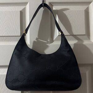 Gucci Black Monogram Hobo Shoulder Bag